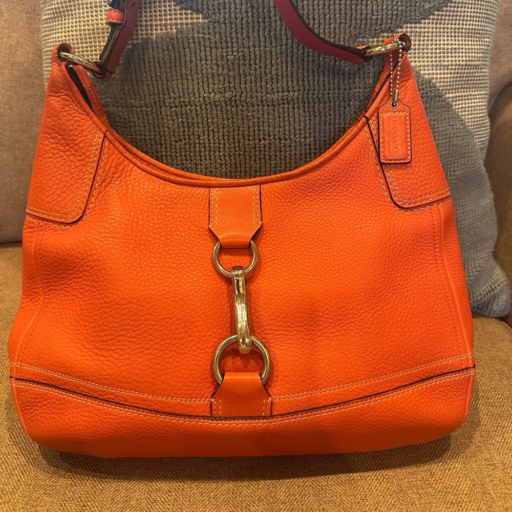 Coach Hamilton F13088 Pink Pebble Leather Bag Lobster Clip Shoulder Purse